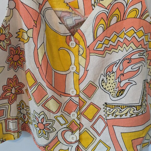 ModCloth Pink & Yellow Patterned Tank Top - Size Large - Picture 3 of 3